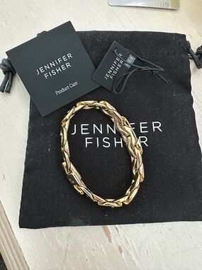 Jennifer Fisher Shiny Gold Braided Chain Bracelet